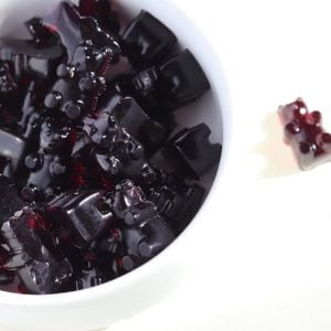 Homemade Blueberry Fruit Snacks (Gummies) with grass-fed gelatin