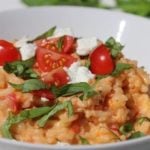 Instant Pot Risotto with Tomatoes, Basil, and Goat Cheese